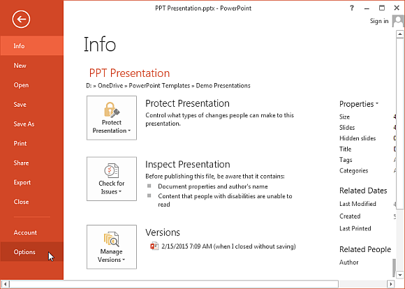 File menu in PowerPoint