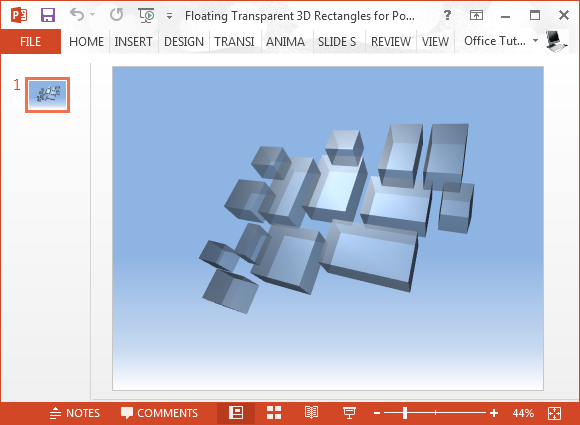 Floating transparent 3D rectangles for PowerPoint presentations