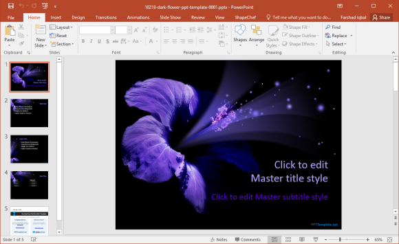 Free Dark Flower PowerPoint Template