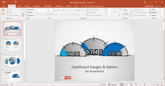 Free Gauges Dashboard PowerPoint Template