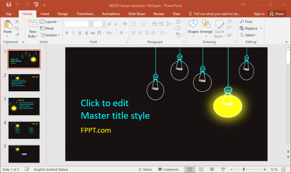 Free Hanging Lamps PowerPoint template