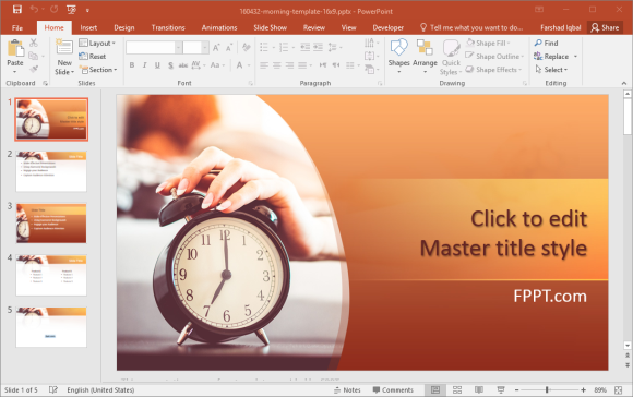 Free Morning Alarm Clock PowerPoint Template