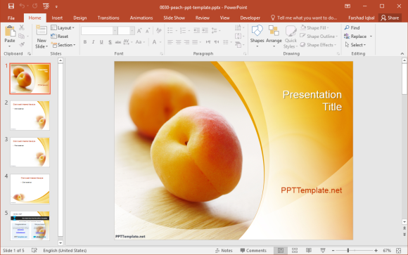 Free Peach PowerPoint Template