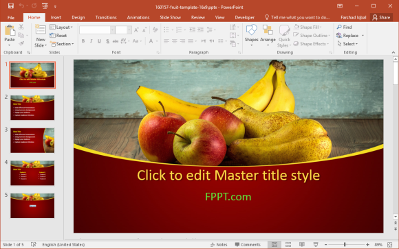 Free Table with Fruits PowerPoint Template