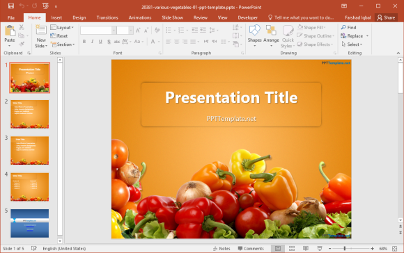 Free Vegetables powerPoint Template