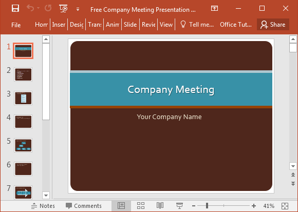 Free company meeting presentation template for PowerPoint