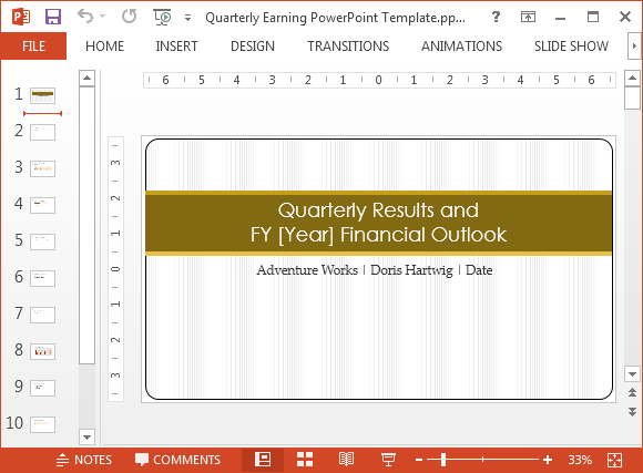 Free quarterly earnings report template for PowerPoint