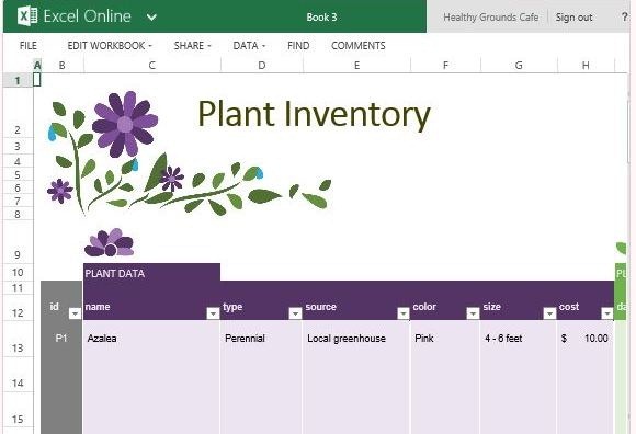 Garden planner Excel template