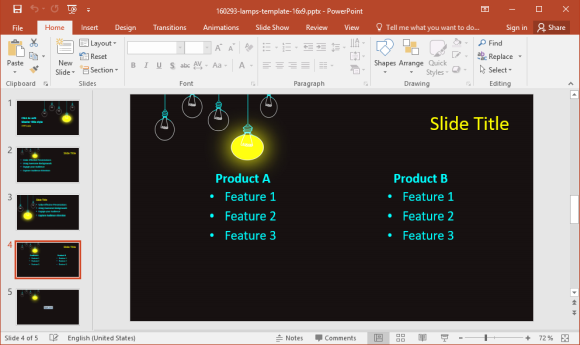 Lamps PowerPoint template