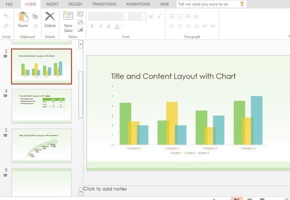 Light green chart layout