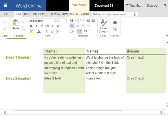 Brainstorm Chart Microsoft Word