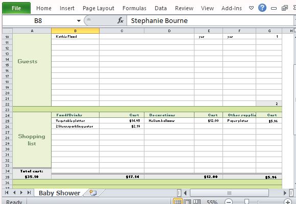 Baby Shower Planner For Excel