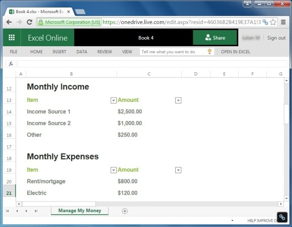 business monthly income and expenses template