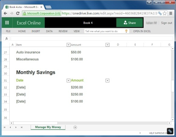 Manage My Money Template for Excel