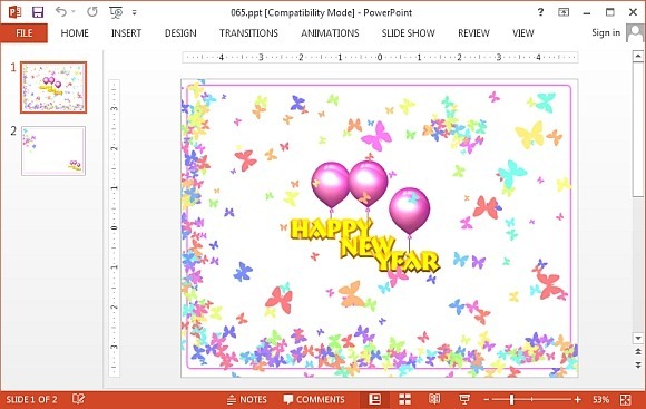 New Year butterflies PowerPoint template