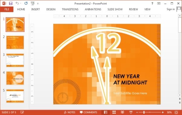 New Year  midnight PowerPoint template