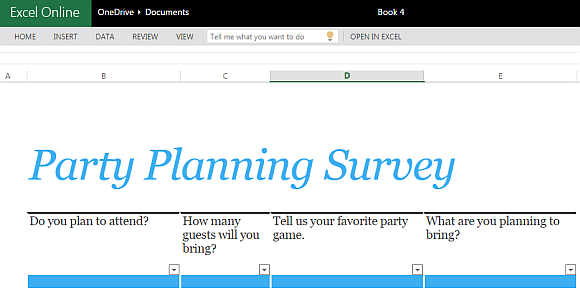 Party planning survey template for Excel