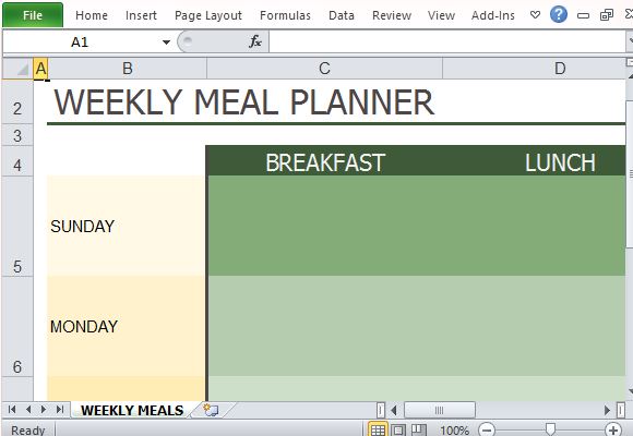 Meal Planner Excel Template from freeofficetemplates.com