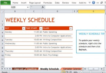 How To Create Semester Schedule in Excel