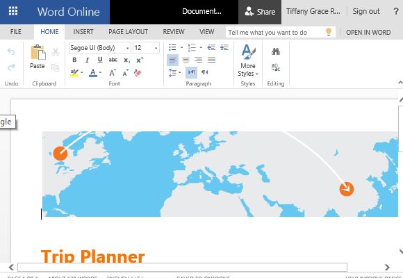 Professional Business Trip Planner for Word Online