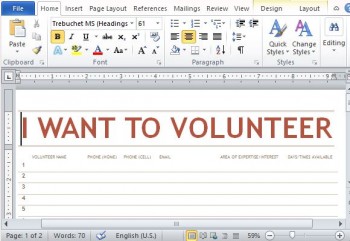 Volunteer List Template for Word