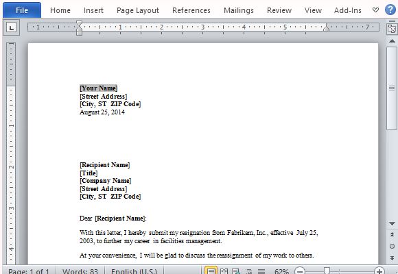 Resignation Letter Word Doc from freeofficetemplates.com