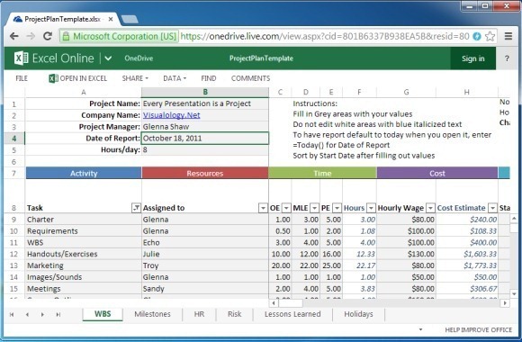 Project Tracking Excel Online Template