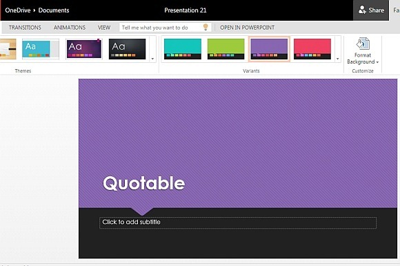 Quotable template for PowerPoint Online