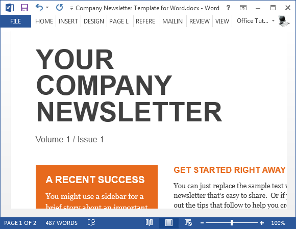 Sample Company Newsletter Template For Word