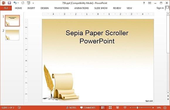 Sepia paper scroller PowerPoint template