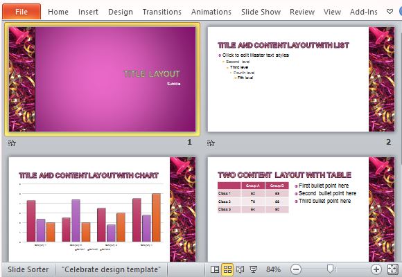 Showoff Your Winning Figures with Celebration PowerPoint Templates