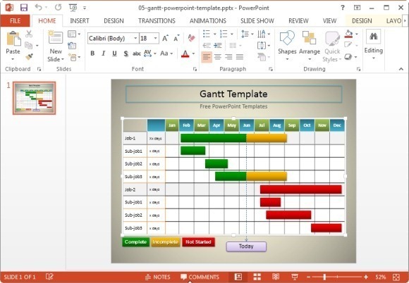 Simple Gantt Chart PowerPoint Template