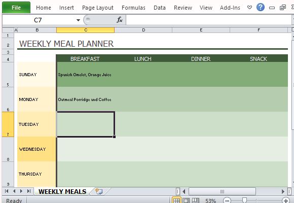 Simply Type in the Dishes that You Plan to Eat for Every Meal Everyday
