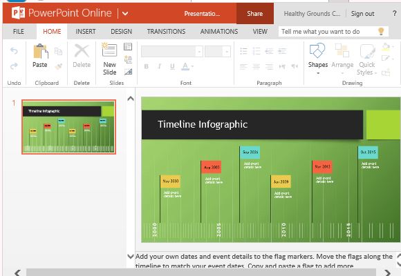 Sports-Themed Timeline Infographic for PowerPoint Online