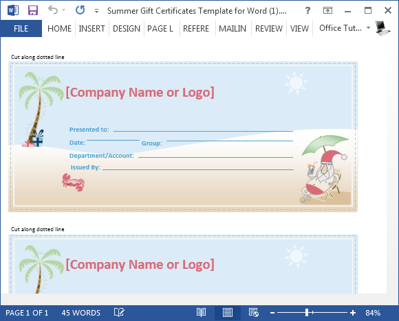 gift certificate template free micosoft word