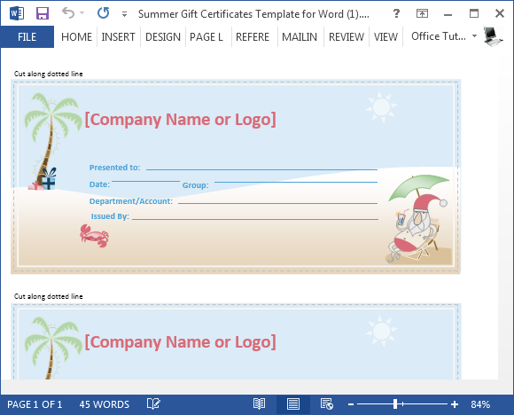 create a gift certificate template