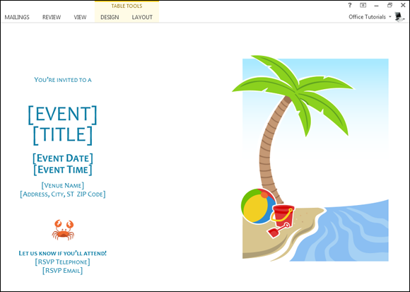 Summer party invitation template for Word