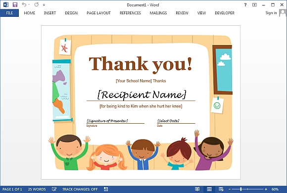 Thank you certificate template for Word