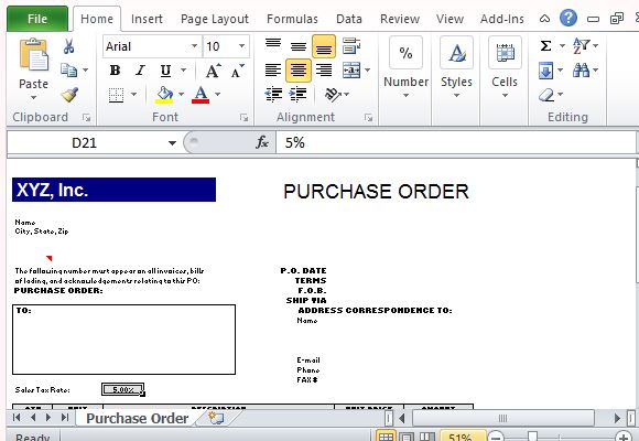 Use This Purchase Order for Your Company