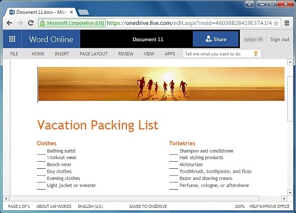 Vacation packing list template for Word