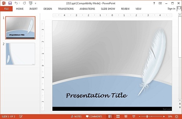 White feather PowerPoint template