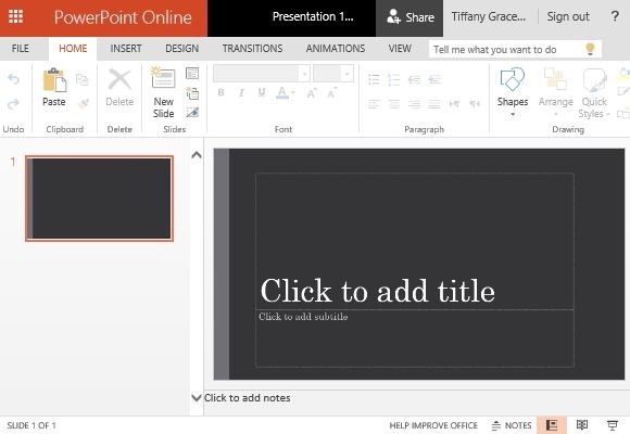 Widescreen template for PowerPoint online