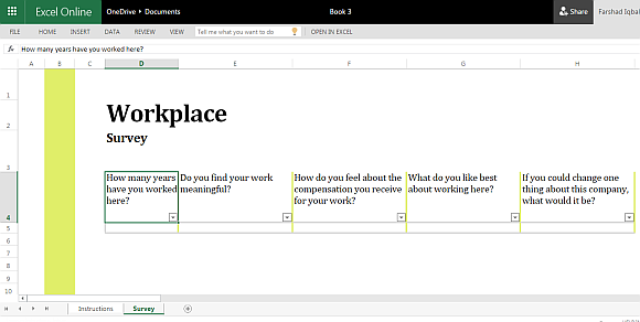 Workplace survey template for Excel