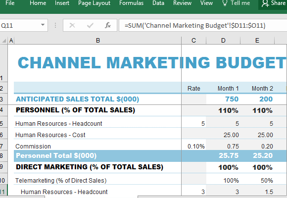 marketing budget plan template xls