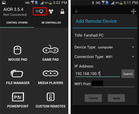 connect aio remote using pc