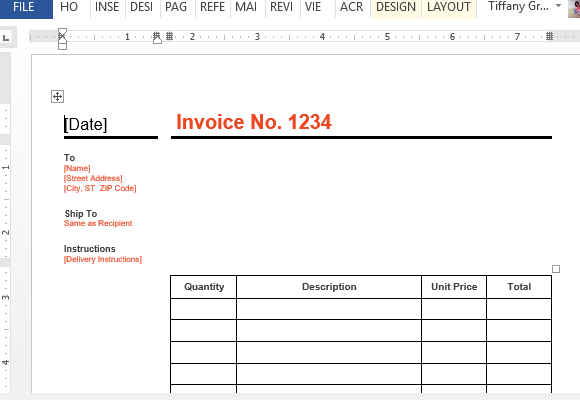 internet bill sample in word format