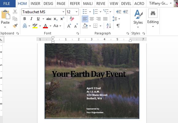 Earth Day Word Template