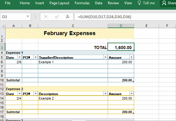 Easily categorize and add up your expenses for each month