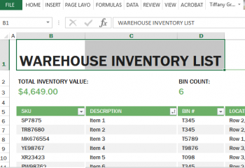 Warehouse Inventory Excel Template