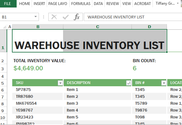 Warehouse Inventory Excel Template 1006